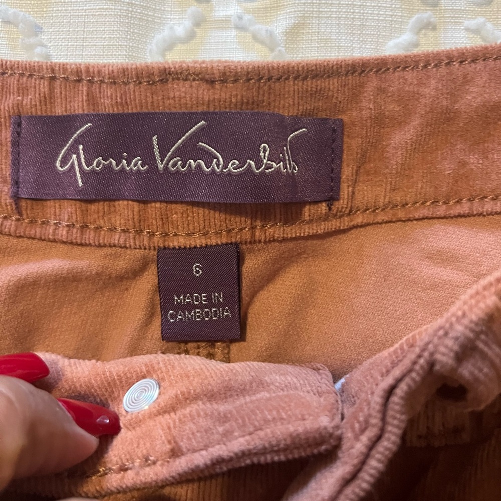 Gloria Vanderbilt Coral Corduroy Trousers